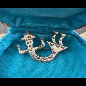 Vintage Sterling Silver Kokopelli Dancer Brooch pin J8